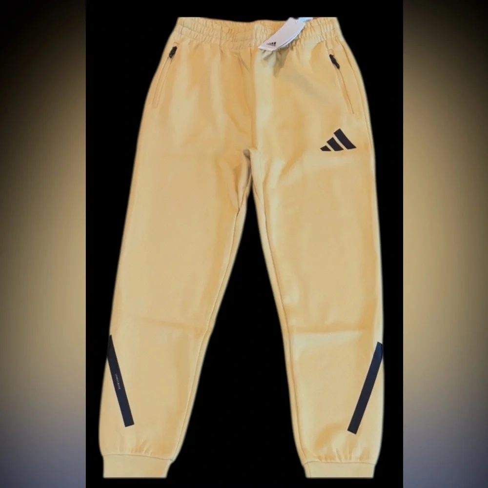 Adidas ZNE boys size XL cream black Sweatpants Prime knit zip jogger Pockets $70
